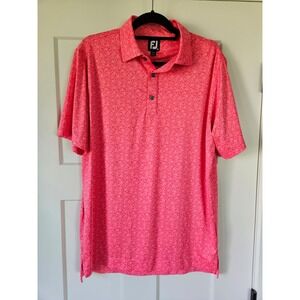 Foot Joy FJ pink floral mens polo golf shirt size M EUC